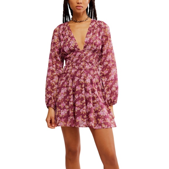 FREE PEOPLE Keep You Mini Dress in Berry Combo - Size M, NWT ($128 Retail) - Picture 5 of 8